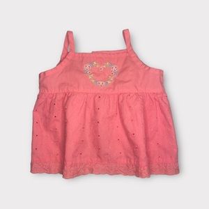 B.T. Kids Pink Embroidered Floral Heart Eyelet Top